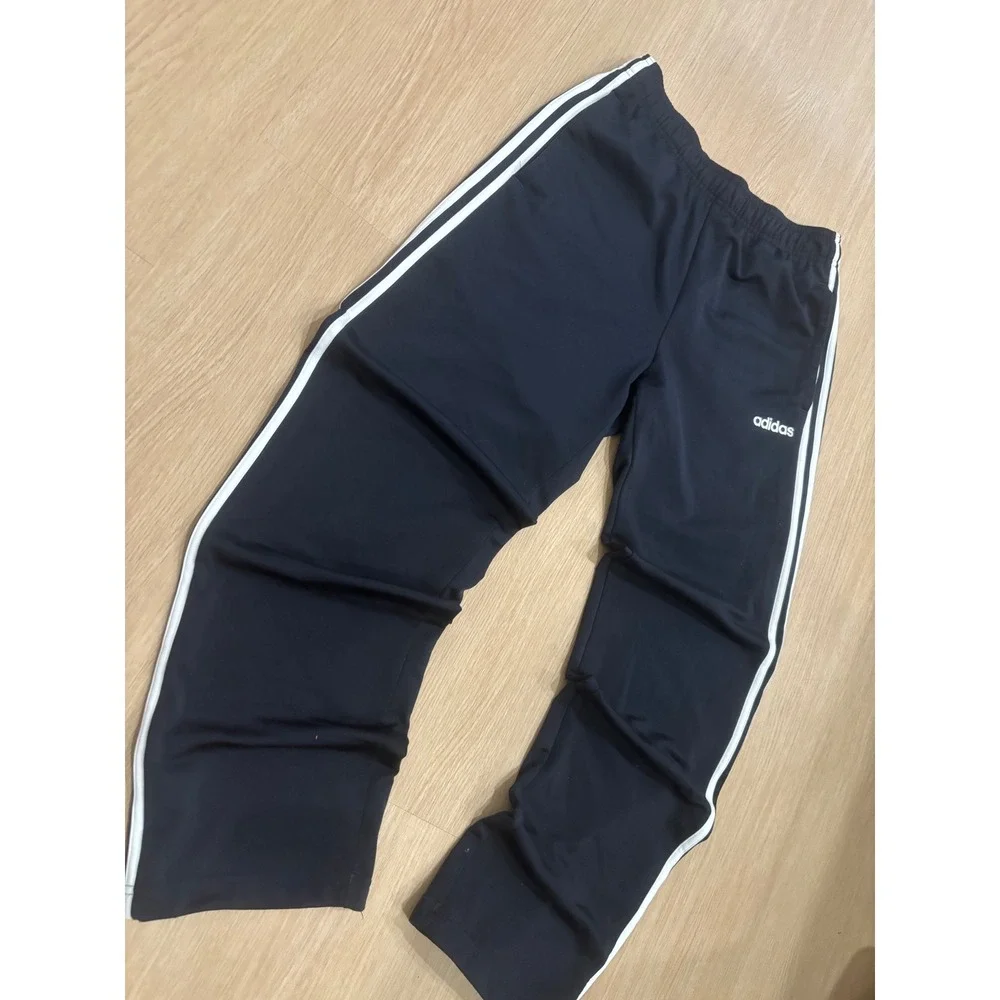Adidas Mens Navy Blue 3-Stripe Wide Leg Baggy Y2K Track Pants Size M